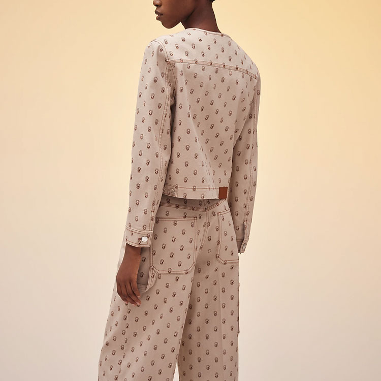 Shop (Women) HERMES SS22 Cliquetis Pink Multi-Pocket Saddle Print Jacket for Women. H2E0254DS1J