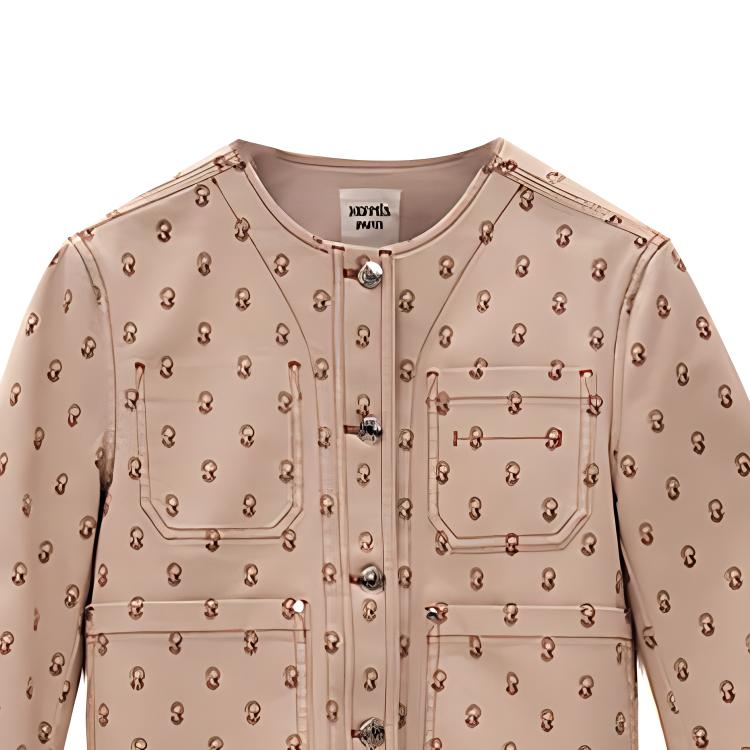 Purchase (Women) HERMES SS22 Cliquetis Pink Multi-Pocket Saddle Print Jacket for Women. H2E0254DS1J