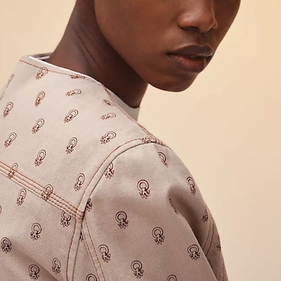 (Women) HERMES SS22 Cliquetis Pink Multi-Pocket Saddle Print Jacket for Women. H2E0254DS1J Sizing (Women) HERMES SS22 Cliquetis Pink Multi-Pocket Saddle Print Jacket for Women. H2E0254DS1J