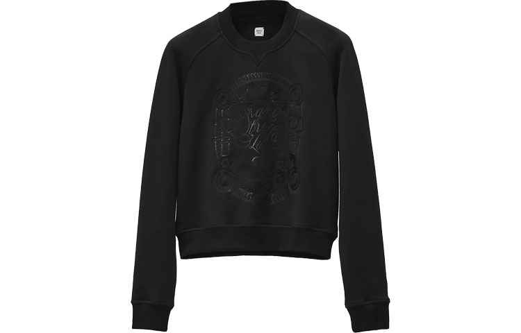 (Women) Hermes SS22 Embroidered Black Crewneck Pullover Sweatshirt H2E4609DQ02