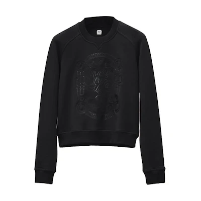 (Women) Hermes SS22 Embroidered Black Crewneck Pullover Sweatshirt H2E4609DQ02