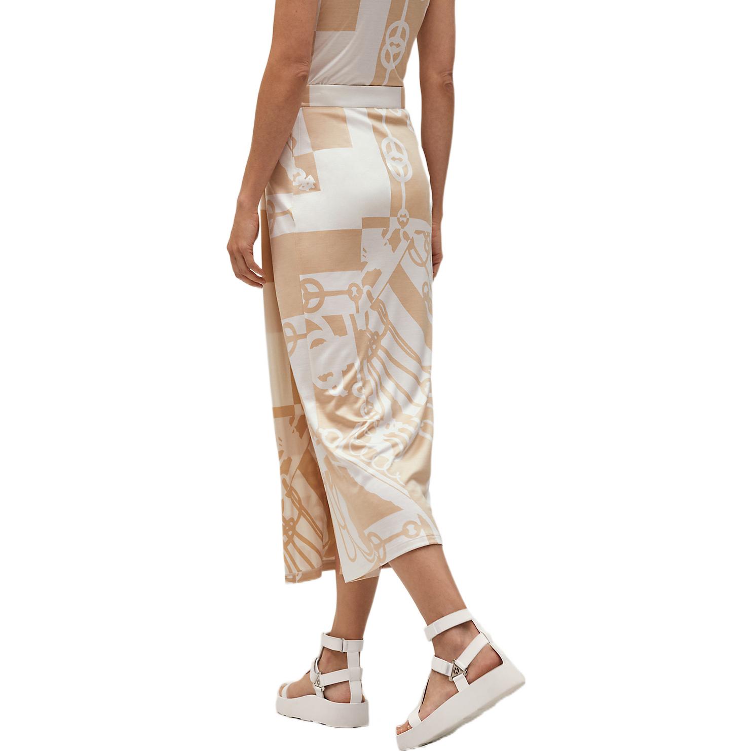 Lookbook (W) HERMES SS22 分割印花休閒中長裙 米色 時尚 H2E0300DX9136
