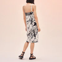 Shop (W) 에르메스 SS22 여성 화이트 민소매 미디 드레스 블랙 워터컬러 프린트. H2E0508DW90