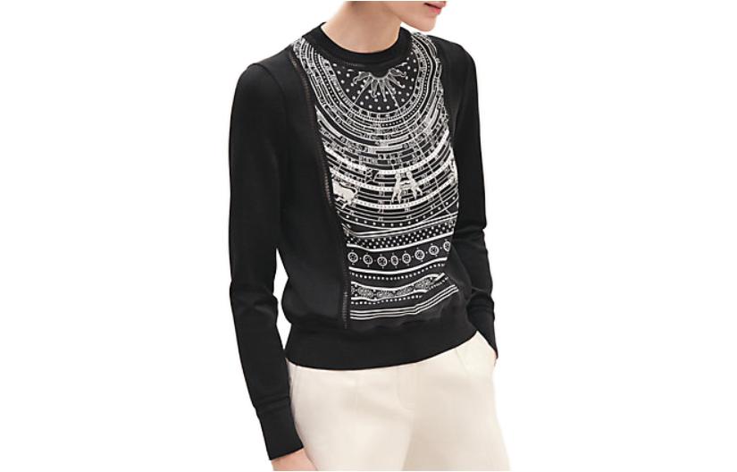 Order (W) HERMES SS23 Suéter Negro Casual de Manga Larga y Cuello Redondo. H3H2814D70234