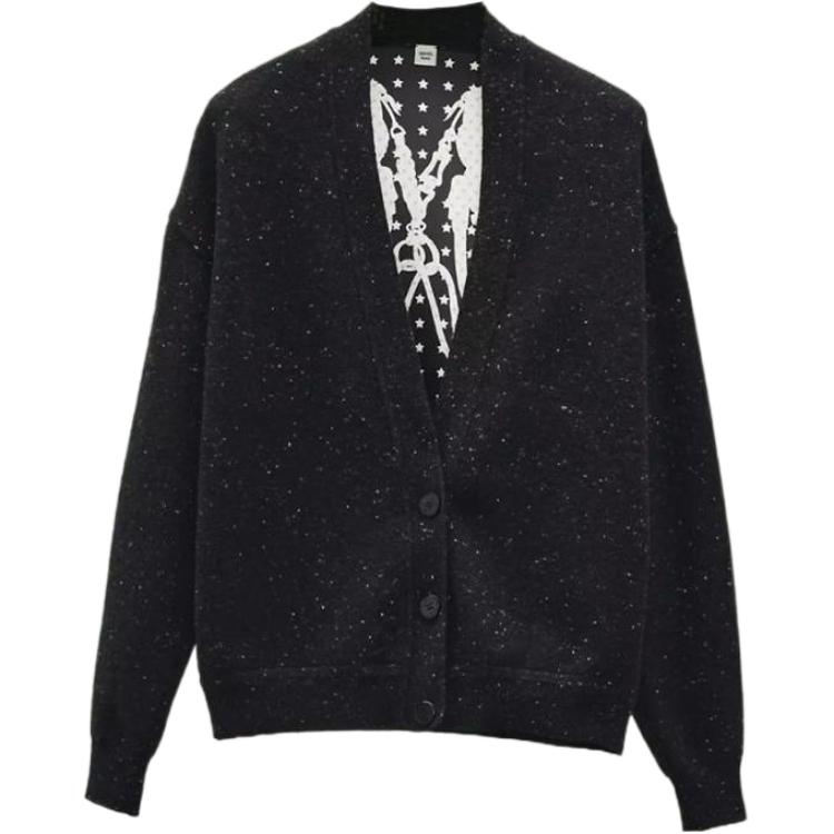 (Women) HERMES SS23  Black Knit Cardigan with Sequin Embellishments H1H2802DG02