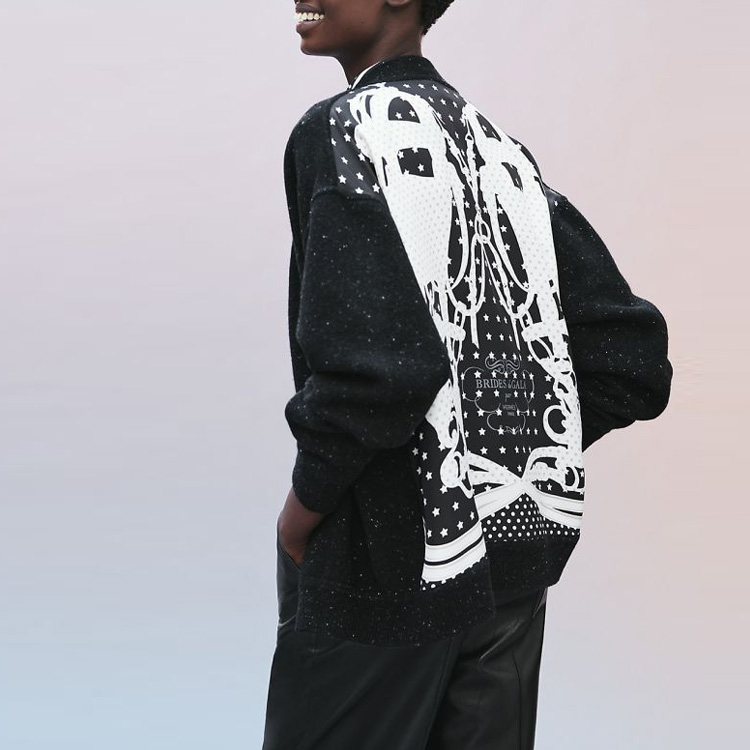 Lookbook (W) エルメス SS23 ブラックニットカーディガン スパンコール装飾付き H1H2802DG02