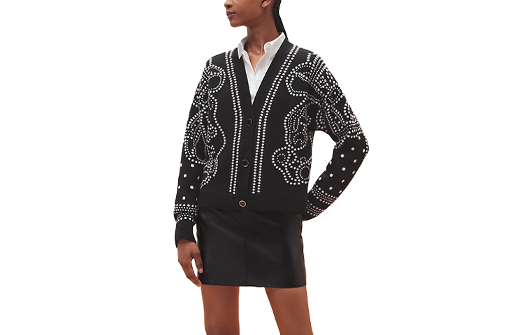 Order (W) 爱马仕 SS23 黑色波点针织开衫毛衣. H3E2711D802