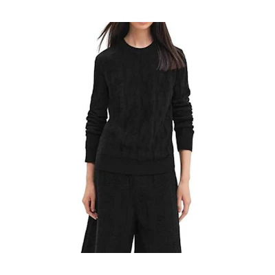 (Women) HERMES SS23 Black Solid Color Crewneck Knit Sweater H3H2617D402