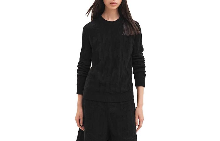 Order (Women) HERMES SS23  Black Solid Color Crewneck Knit Sweater H3H2617D402
