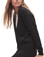 (Women) HERMES SS23 Black Wool Knit Cardigan with Letter Pattern. H3E2713DB02 (Women) HERMES SS23 Black Wool Knit Cardigan with Letter Pattern. H3E2713DB02