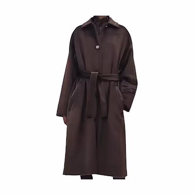 (Women) HERMES SS23 Brown Solid Color Long Coat H3H0123DHU5