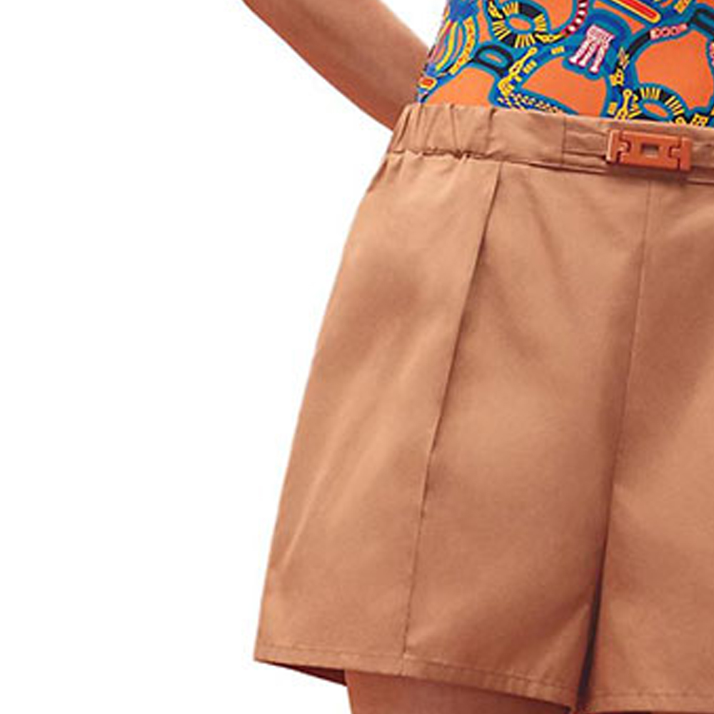 Purchase (Women) HERMES SS23  Casual Shorts Brown with Elastic Logo Buckle. H3E3410D801