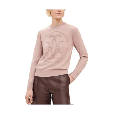 (Women) HERMES SS23 Fitted Crewneck Logo Sweater Pearl Rose Color. H3H2653D1VE
