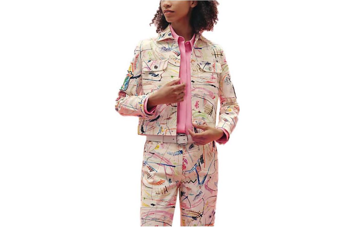 Order (Women) HERMES SS23  Graffiti Embroidered Denim Jacket Beige H3E0233D5Z136