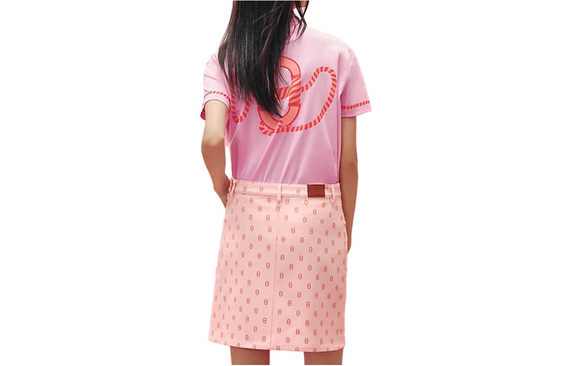 Lookbook (W) HERMES SS23 高腰Logo印花休閒粉紅裙 H3E0312D57I