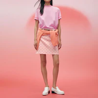 Shop (Women) HERMES SS23 High-Waisted Logo Print Casual Pink Skirt H3E0312D57I