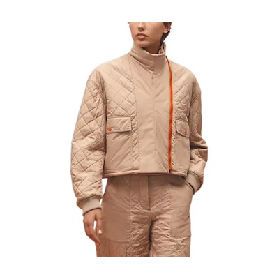 (Women) HERMES SS23 High Neck Beige Loose-Fit Long Sleeve Jacket H3E0208D60O