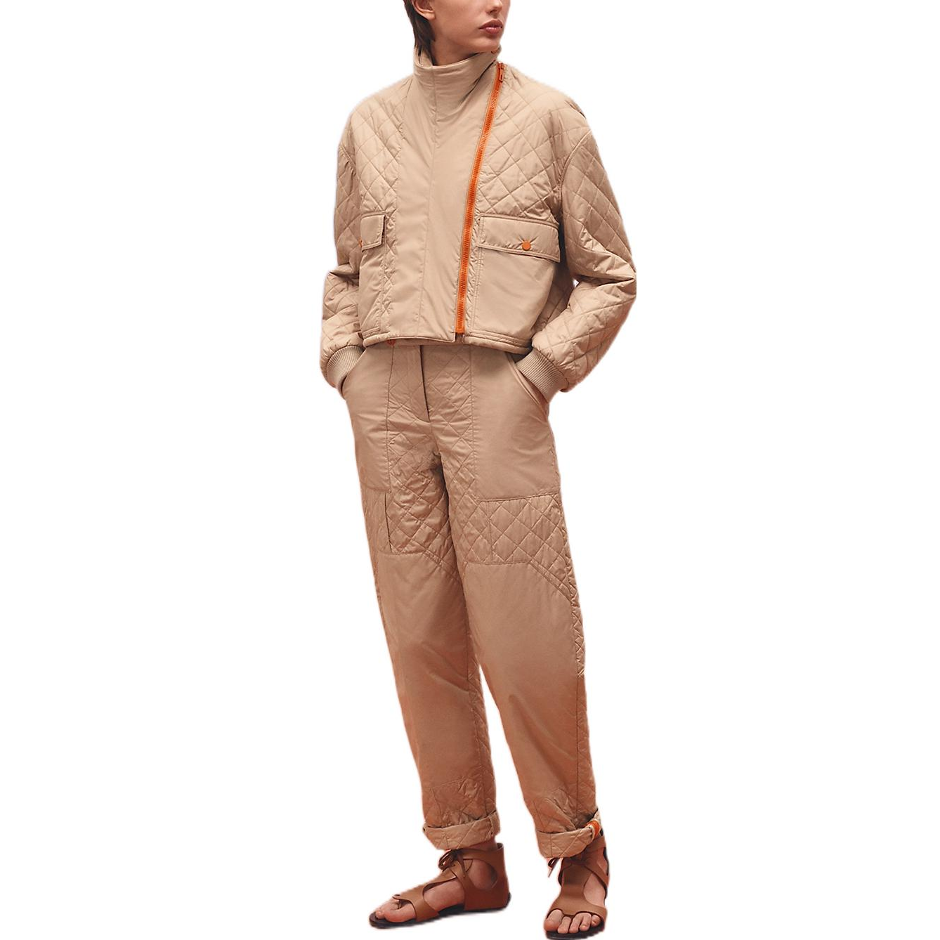 Lookbook (Women) HERMES SS23  High Neck Beige Loose-Fit Long Sleeve Jacket H3E0208D60O