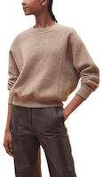 Lookbook (Women) HERMES SS23 Linen Beige Solid Color Crewneck Long Sleeve Sweatshirt H3E2608D55K