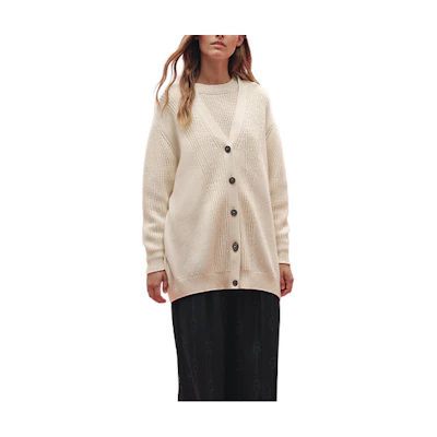 (Women) HERMES SS23 Loose-Fit White Cardigan Knit Sweater. H3E2702D1A3