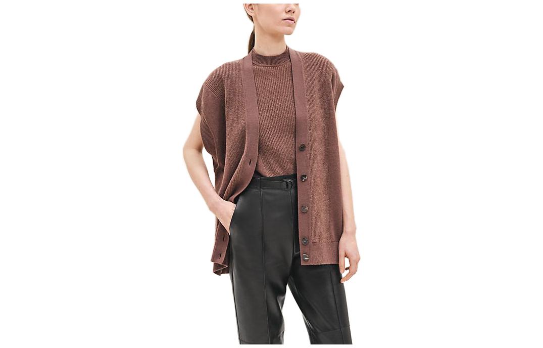 (Women) HERMES SS23  Loose Fit Short Sleeve Knitted Cardigan - Brown H3H2706D1CM34