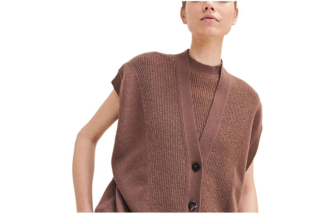 Lookbook (W) エルメス SS23 ルーズフィット 半袖 ニット カーディガン - ブラウン H3H2706D1CM34