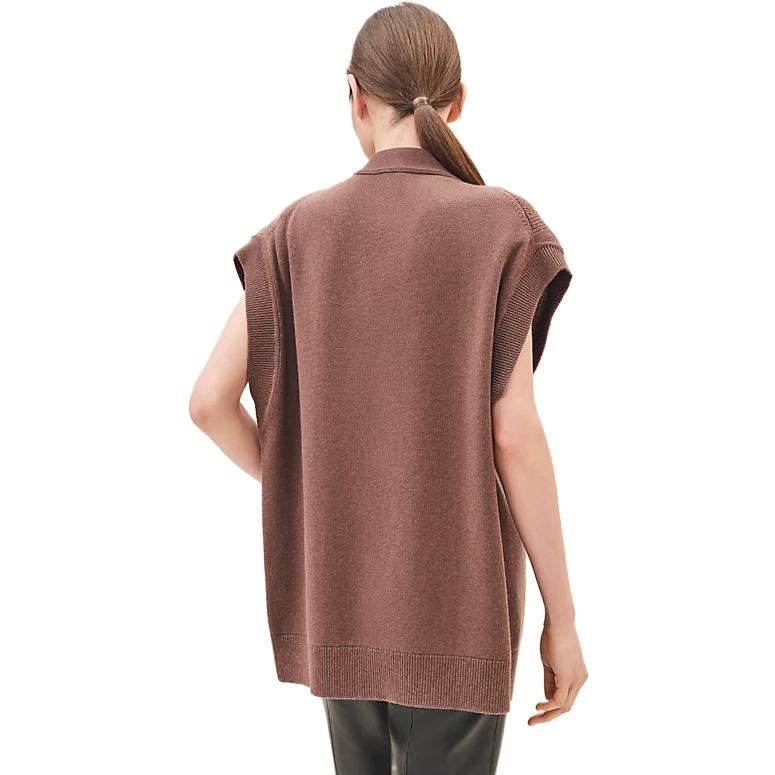 Details for (W) エルメス SS23 ルーズフィット 半袖 ニット カーディガン - ブラウン H3H2706D1CM34