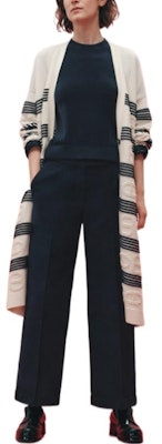 (W) HERMES SS23 Kardigan Rajut Bercorak Jalur Separas Lutut Putih Gading H3E2102D2A3 Lookbook (W) HERMES SS23 Kardigan Rajut Bercorak Jalur Separas Lutut Putih Gading H3E2102D2A3