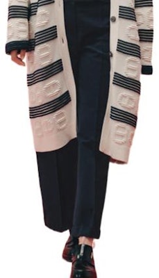 (W) HERMES SS23 Kardigan Rajut Bercorak Jalur Separas Lutut Putih Gading H3E2102D2A3 Details for (W) HERMES SS23 Kardigan Rajut Bercorak Jalur Separas Lutut Putih Gading H3E2102D2A3