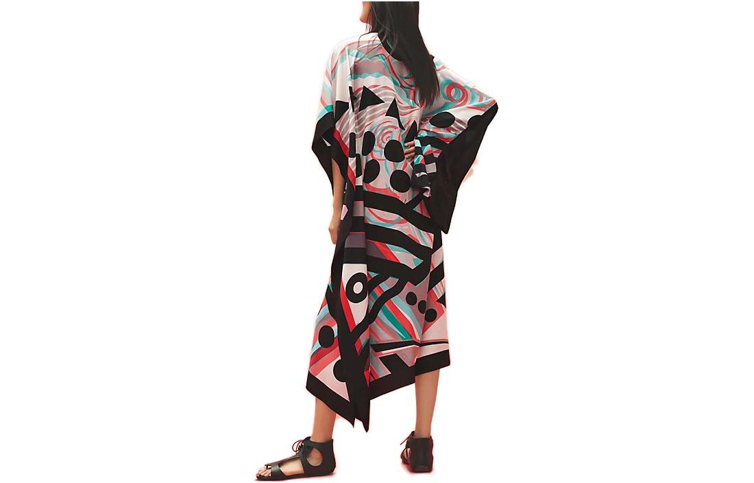 Lookbook (Women) HERMES SS23  Multicolor All-Over Print Long Short-Sleeve Dress H3E0505D61934