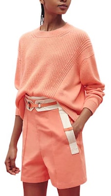(Women) HERMES SS23 Orange Cashmere Ribbed Knitted Crewneck Long Sleeve Sweater H3E2604D12V Order (Women) HERMES SS23 Orange Cashmere Ribbed Knitted Crewneck Long Sleeve Sweater H3E2604D12V