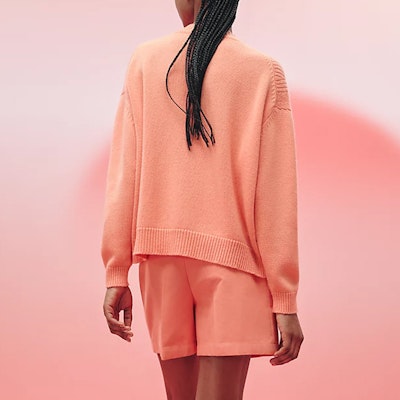 (Women) HERMES SS23 Orange Cashmere Ribbed Knitted Crewneck Long Sleeve Sweater H3E2604D12V Lookbook (Women) HERMES SS23 Orange Cashmere Ribbed Knitted Crewneck Long Sleeve Sweater H3E2604D12V