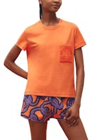 (Women) HERMES SS23 Orange Logo Embroidered Crewneck T-Shirt. H3E4620DL1M (Women) HERMES SS23 Orange Logo Embroidered Crewneck T-Shirt. H3E4620DL1M