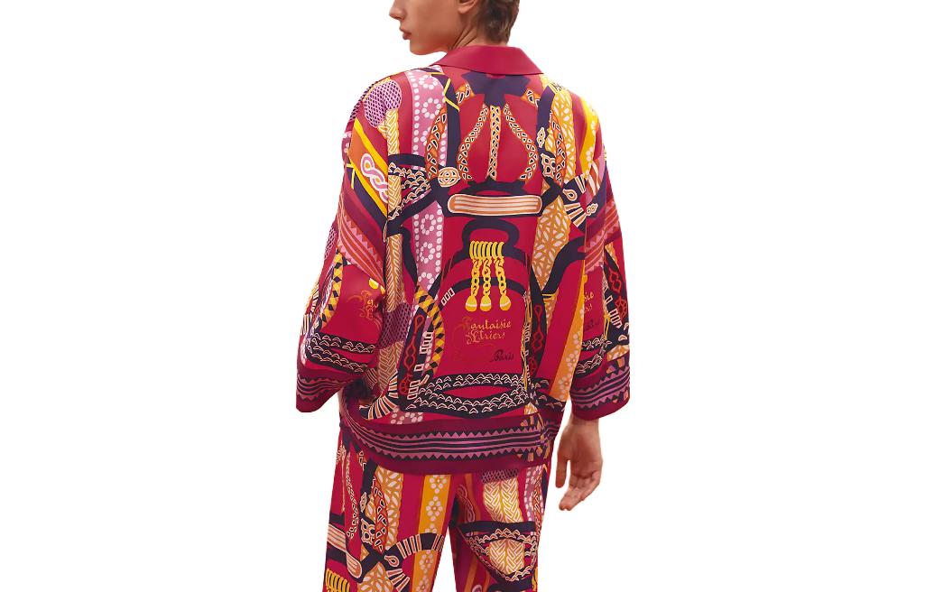 Lookbook (W) HERMES SS23 Baju Tidur Lengan Panjang Corak Merah. H3E0631DQOV