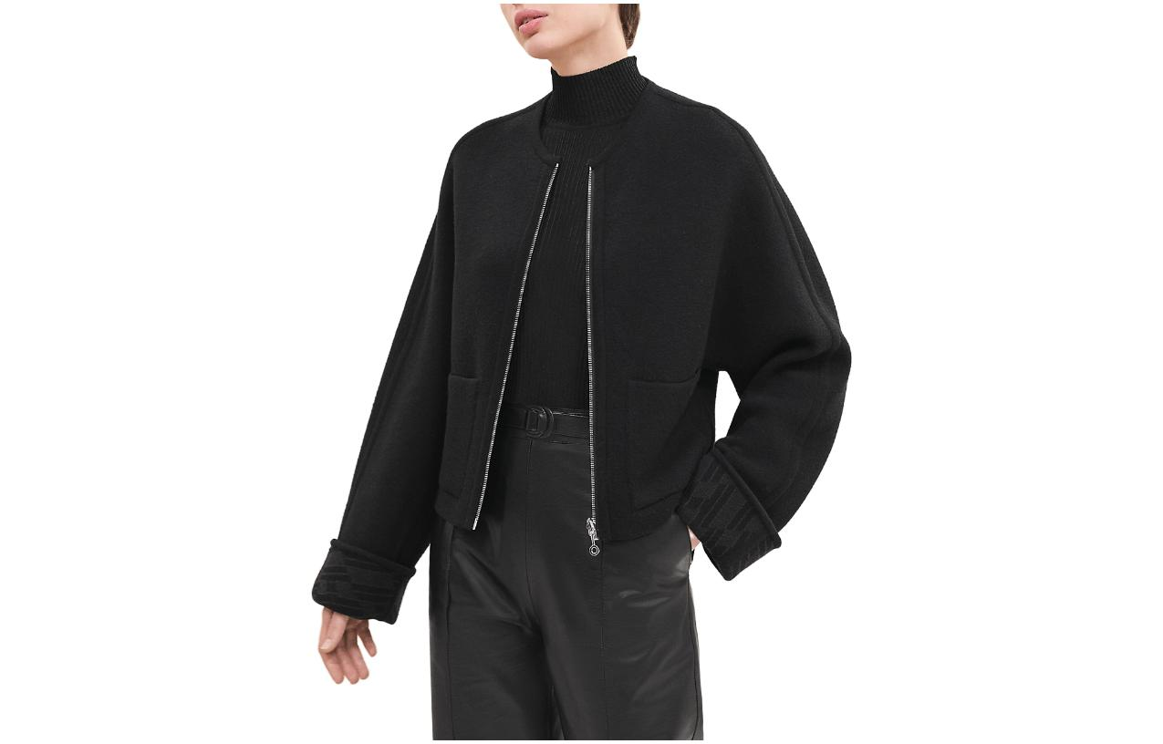 Order (Women) HERMES SS23  Reversible Jacquard Long Sleeve Jacket Black H3H2200D202