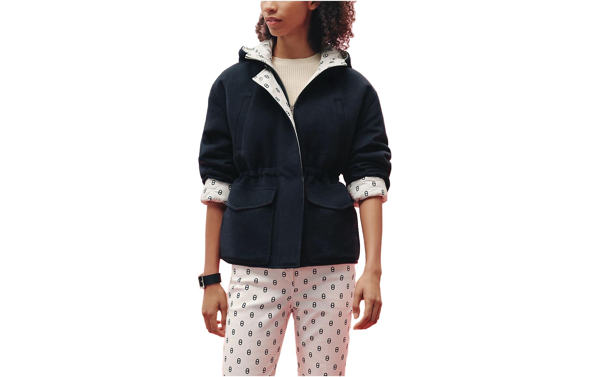 (Women) HERMES SS23  Reversible Long Sleeve Navy Blue Casual Coat H3E0123DAI136