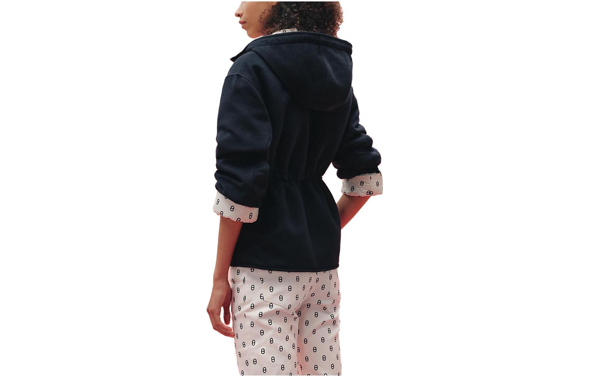 Lookbook (Women) HERMES SS23  Reversible Long Sleeve Navy Blue Casual Coat H3E0123DAI136