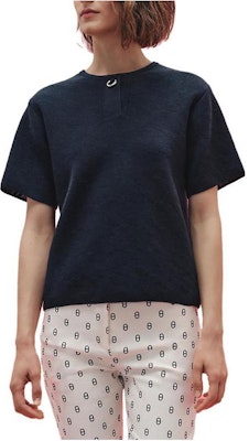 (Women) HERMES SS23 Solid Color Crew Neck Short Sleeve Sweater Navy Blue H3E2609D5I136 Buy (Women) HERMES SS23 Solid Color Crew Neck Short Sleeve Sweater Navy Blue H3E2609D5I136