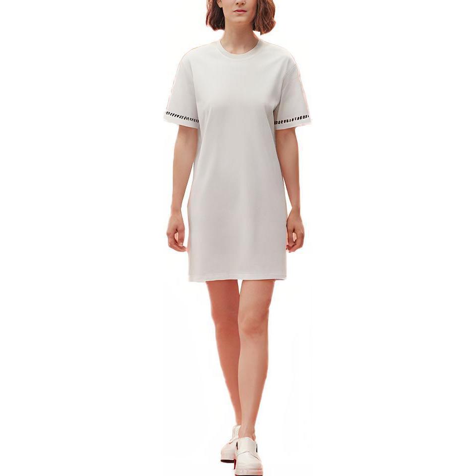 (Women) HERMES SS23  White Geometric Print Short-Sleeve Dress. H3E4508DL90