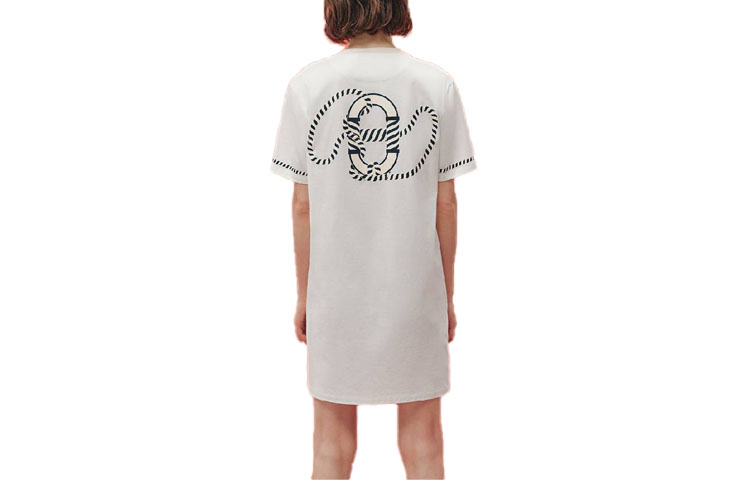 Lookbook (Women) HERMES SS23  White Geometric Print Short-Sleeve Dress. H3E4508DL90