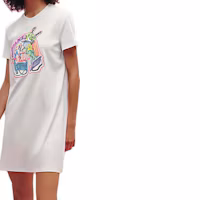 Details for (W) 에르메스 SS23 화이트 그래픽 프린트 스트레이트 컷 반소매 드레스 H3E4507DH90