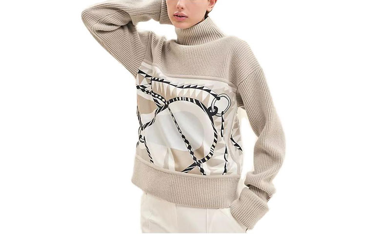 Order (W) 에르메스 SS23 화이트 터틀넥 스웨터 롤업 소매. H3H2823DJB3