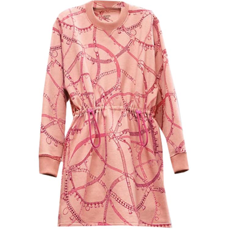 (Women) HERMES SS23 Chain Print Long Sleeve Sweatshirt Dress Quartz Pink Women. H2H4505DK3Y