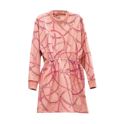 (Women) HERMES SS23 Chain Print Long Sleeve Sweatshirt Dress Quartz Pink Women. H2H4505DK3Y
