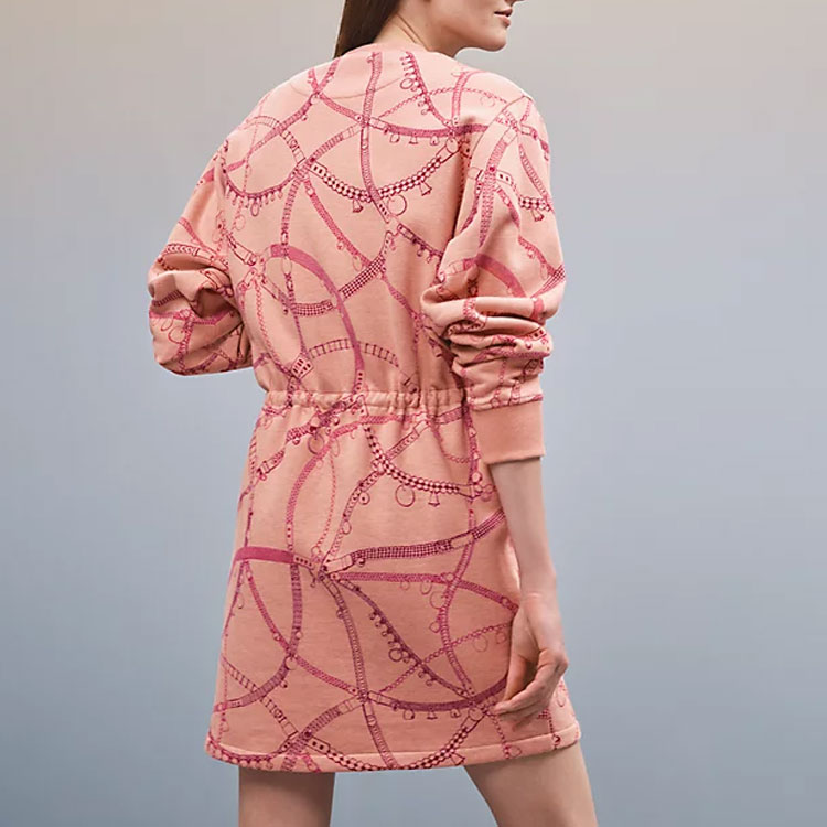 Shop (Women) HERMES SS23 Chain Print Long Sleeve Sweatshirt Dress Quartz Pink Women. H2H4505DK3Y