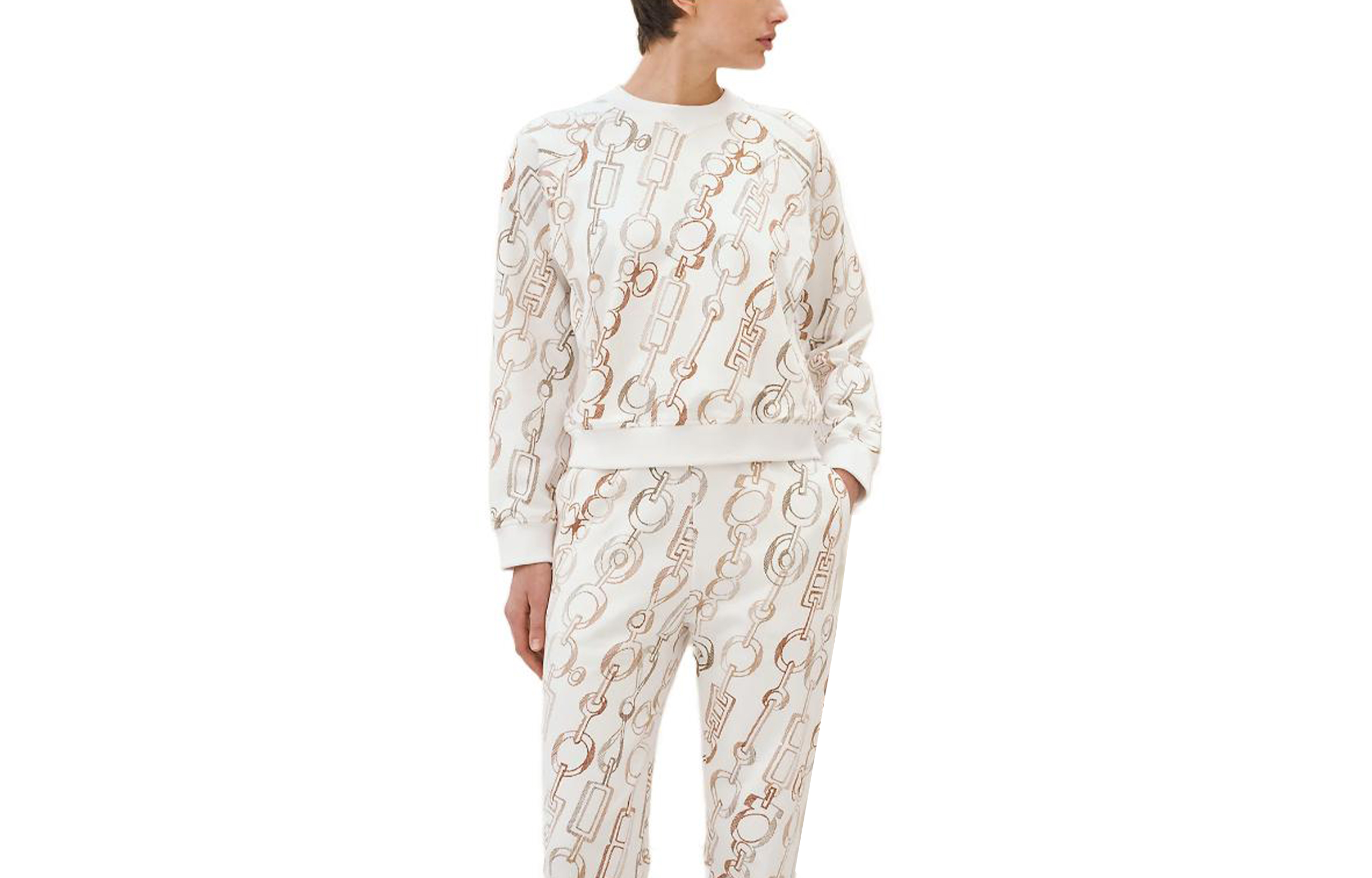 Order (W) 爱马仕 SS23 链条印花女款白色卫衣 H3H4625DE90