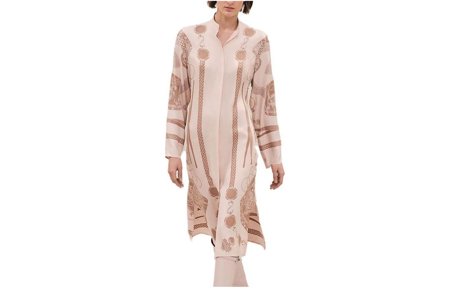 (Women) HERMES SS23 Multicolor Graphic Print Long Sleeve Button-Up Dress Women. H3H0509D21E