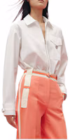 Order (W) HERMES SS23 白色翻領拉鍊長袖襯衫 女款 - 鈀金配件 H3E0616DX90