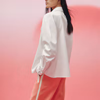 Purchase (W) HERMES SS23 白色翻領拉鍊長袖襯衫 女款 - 鈀金配件 H3E0616DX90