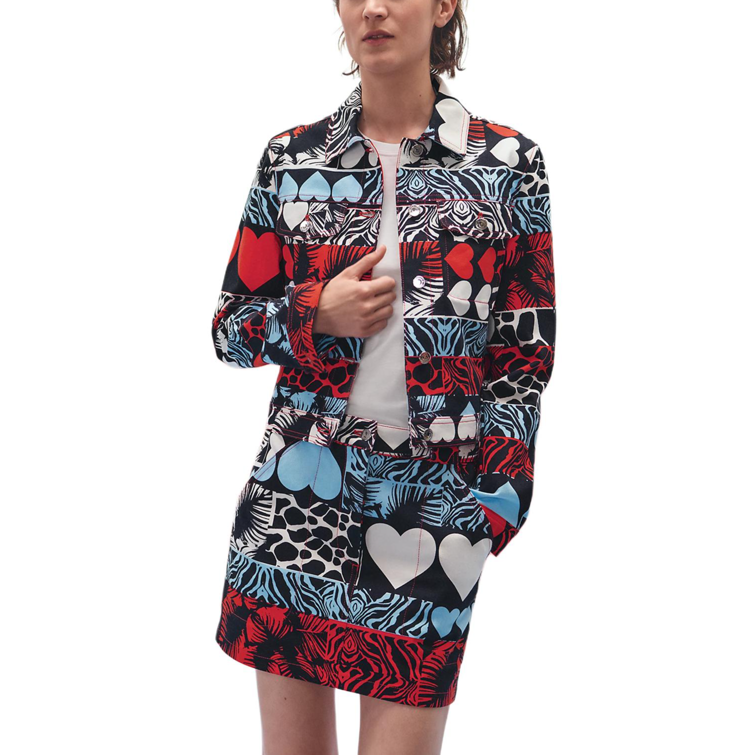 (Women) HERMES SS23 Pattern Print Denim Jacket Multicolor H3E0251D119